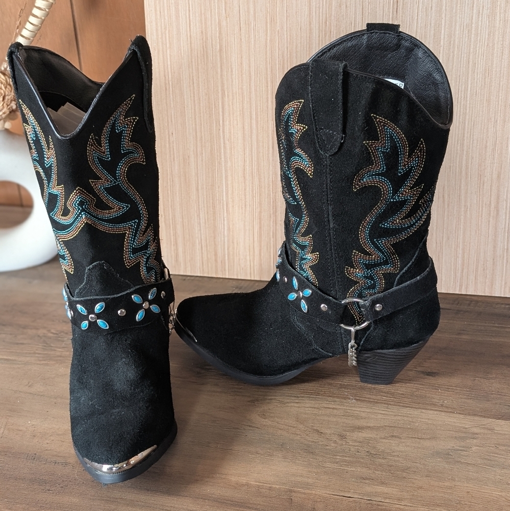 Black And Turquoise Dingo Women's Western Boots 6.5